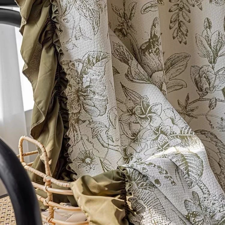 法式雪尼尔提花窗帘绮梦花园花边客厅卧室高档百搭民宿自由轻奢风