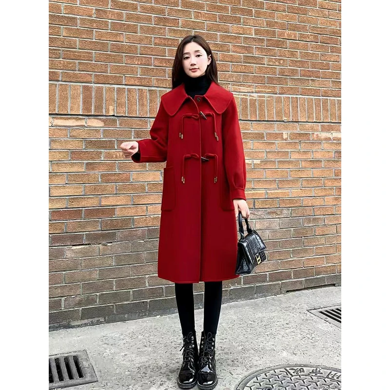 A059 新品时尚翻领气质百搭双面呢外套