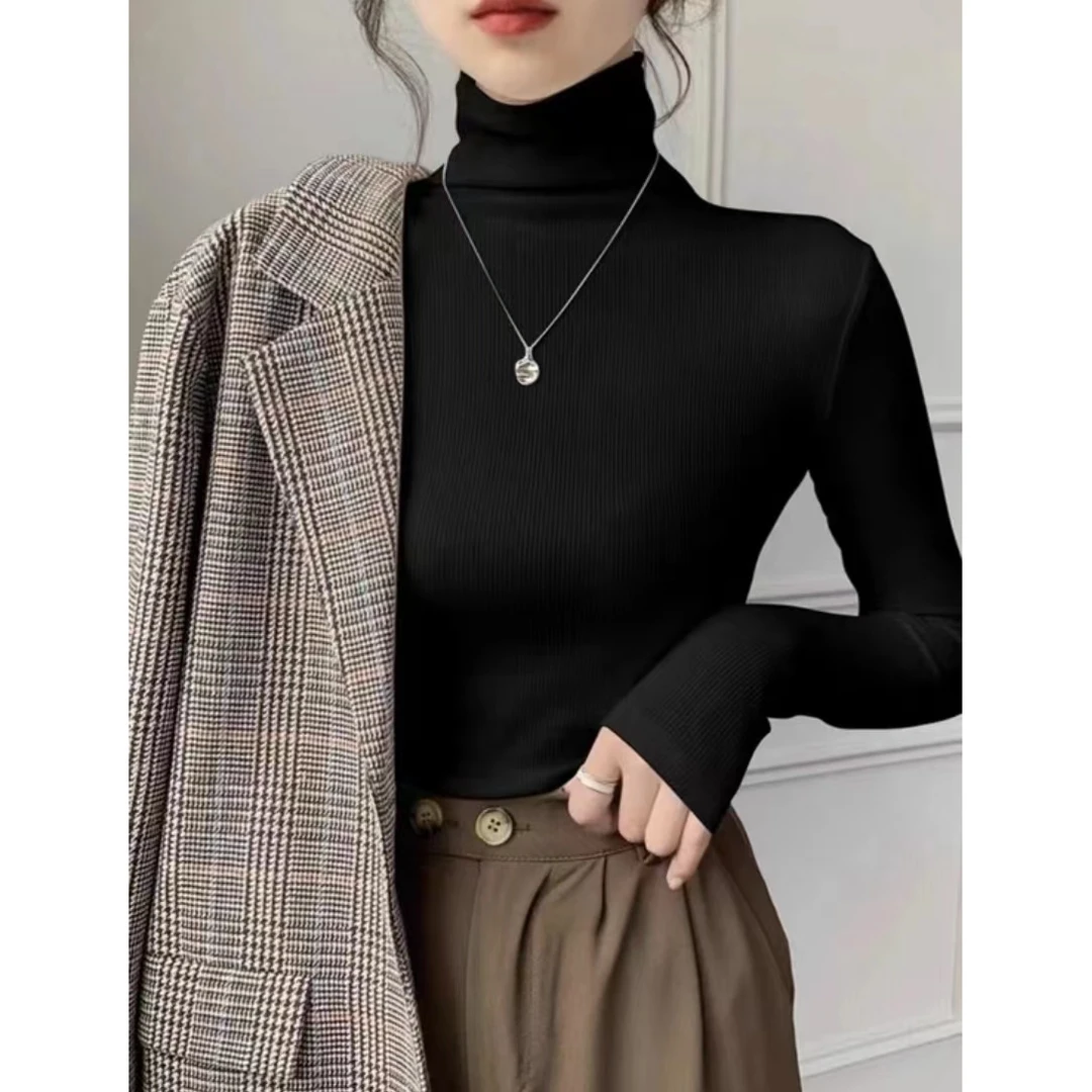 2023新款保暖加绒加厚秋冬显瘦打底衫洋气韩版修身上衣女冬加绒