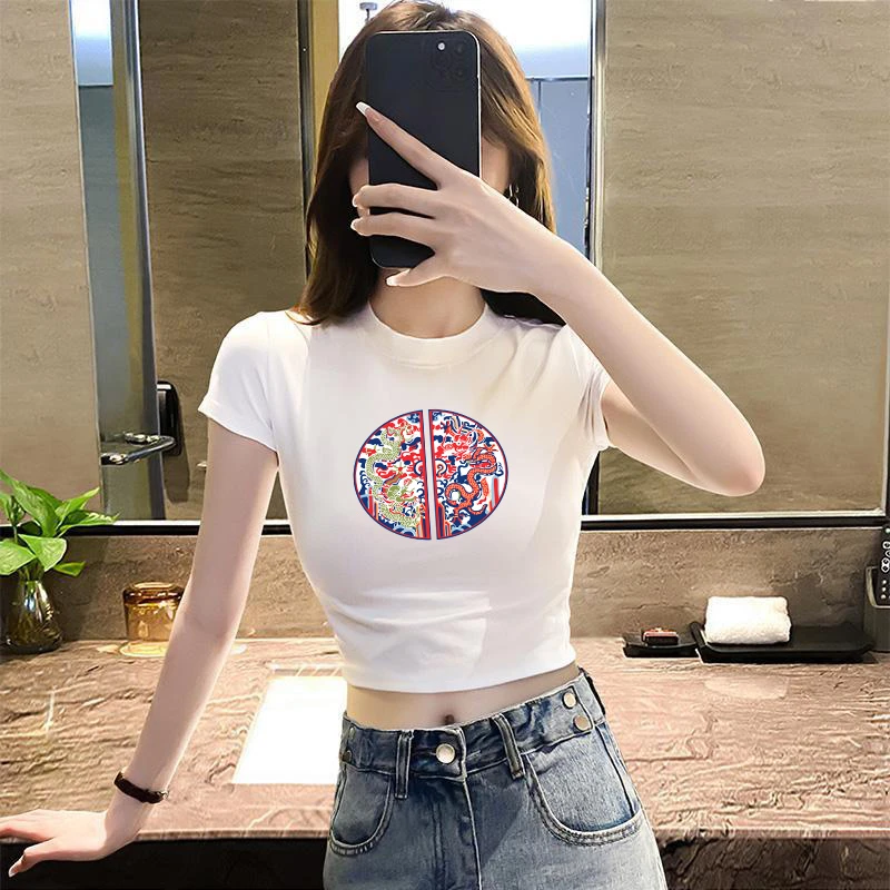 夏季新款小众上衣设计感白色短款t恤女短袖露脐半袖紧身修身高腰