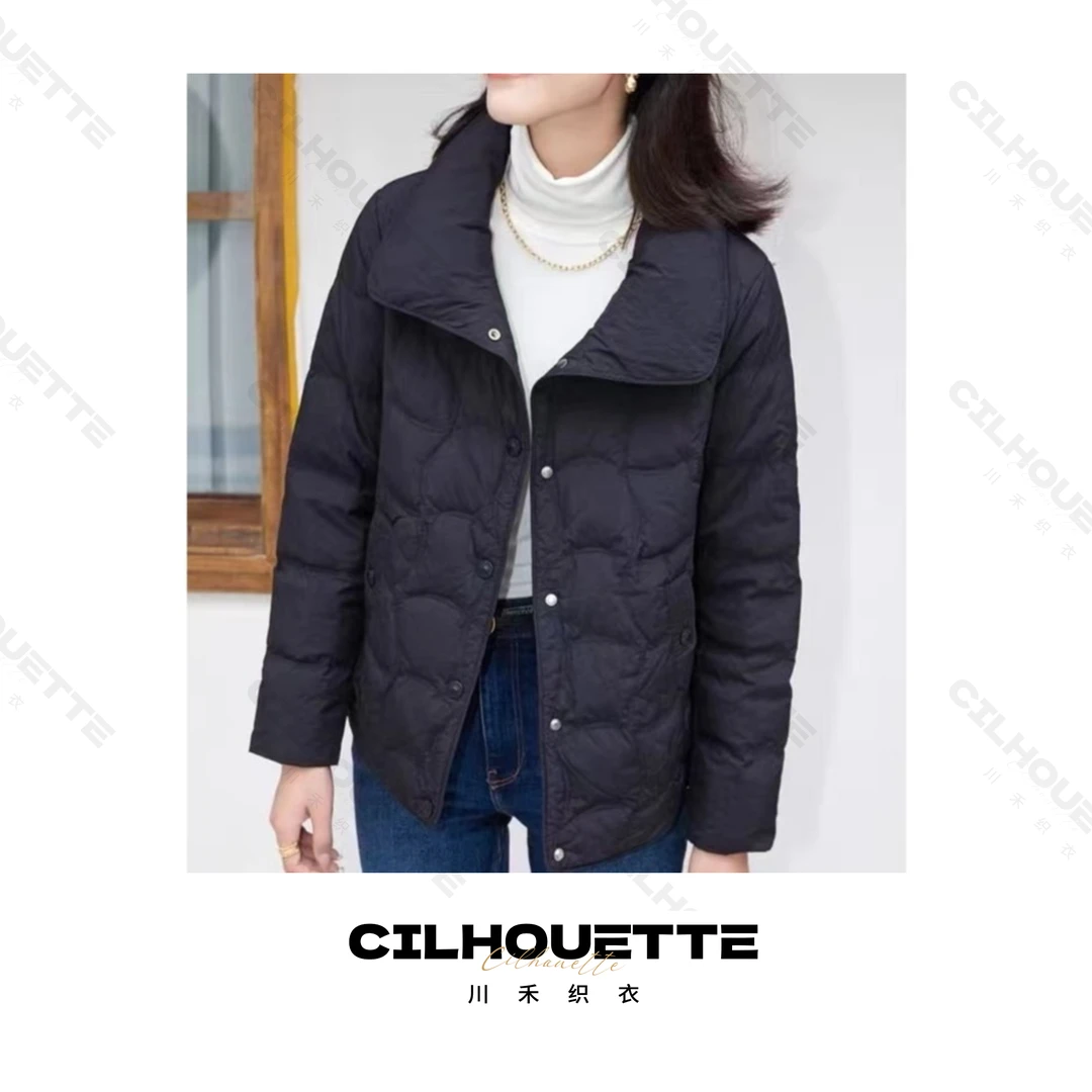 川禾织衣 秋冬90白鸭绒奢牌高端重磅休闲保暖时尚翻领羽绒服外套