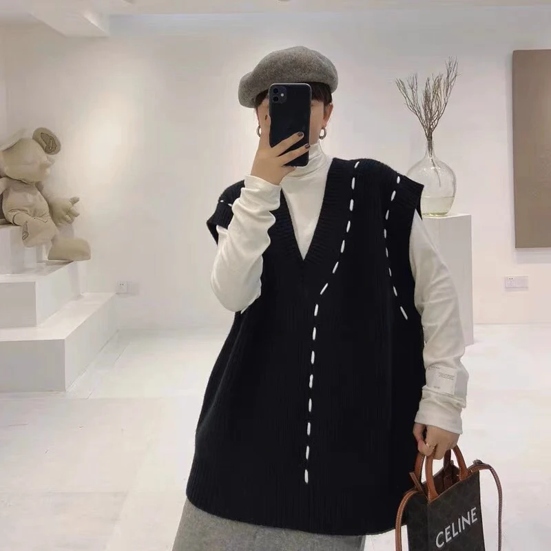 针织马甲宽松慵懒风上衣设计感毛衣背心