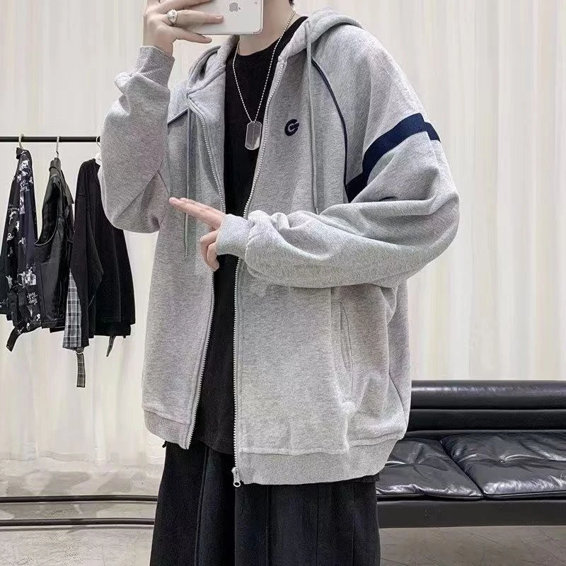 重磅卫衣开衫外套春秋季潮牌港风宽松百搭休闲青少年连帽上衣110