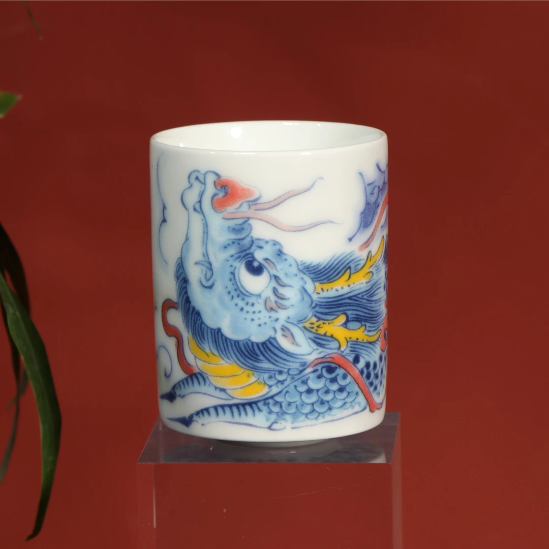 昨明陶瓷全新国潮麒麟茶杯 扳指 直筒杯 闻香 创意现代 新中式