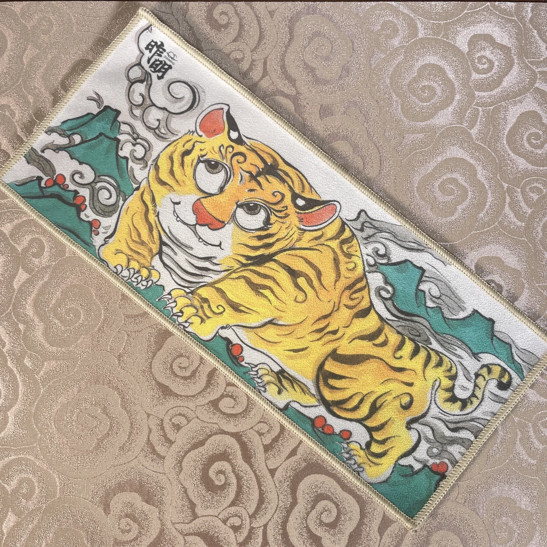 昨明·景德镇吸水茶布彩绘不掉毛加厚国潮老虎便携中式茶道小毛巾