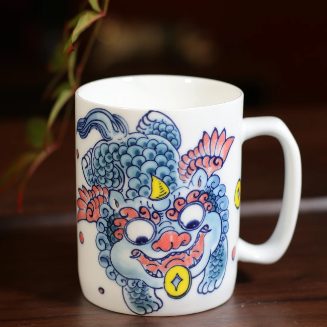 昨明陶瓷全新国潮水杯  貔貅聚宝 可乐杯 牛奶杯 茶杯