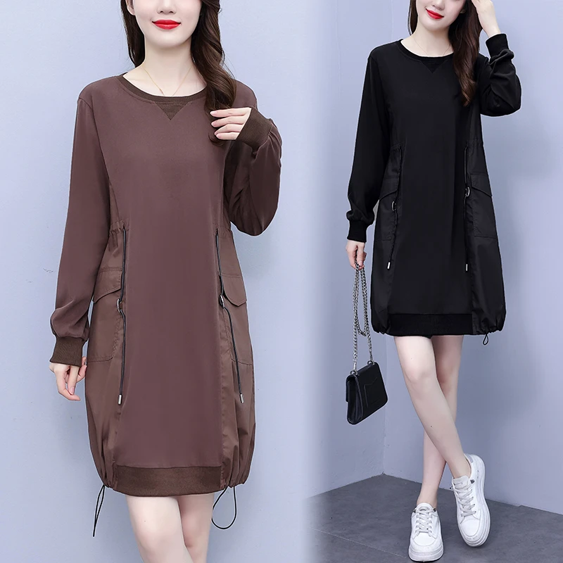 大码女装2025秋冬新款韩版胖mm遮肉显瘦减龄中长款连衣裙女