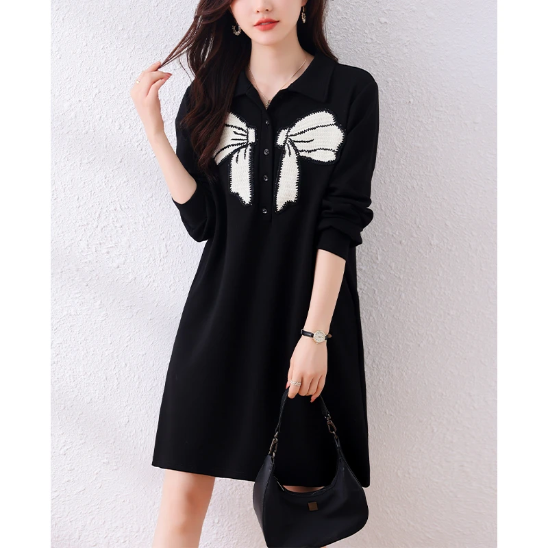 时尚简约大码女装韩版2024秋季新款胖妹妹百搭宽松遮肉显瘦裙子潮