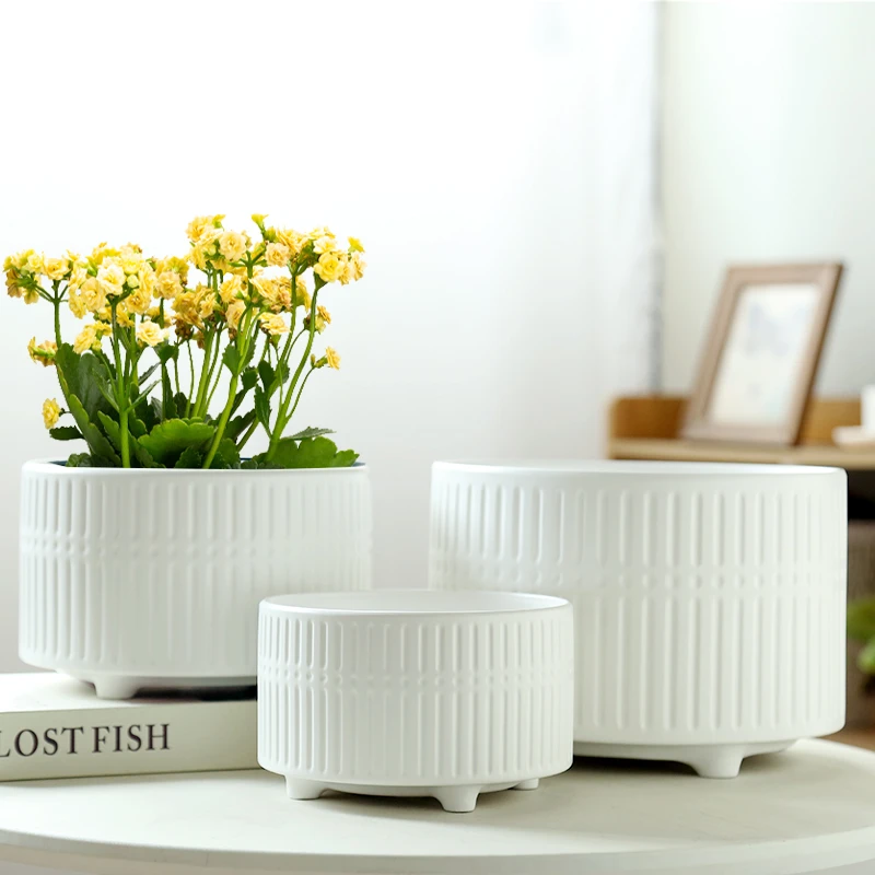 新款花盆陶瓷带托盘简约大口径哑光家用蝴蝶兰专用盆绿萝绿植多肉