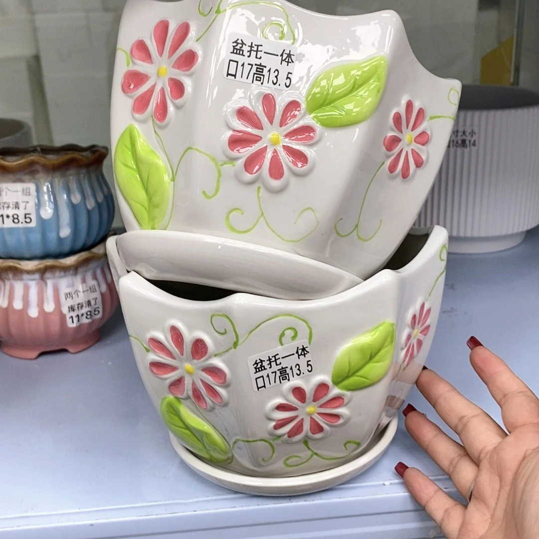 陶瓷有孔花盆@@58393835286