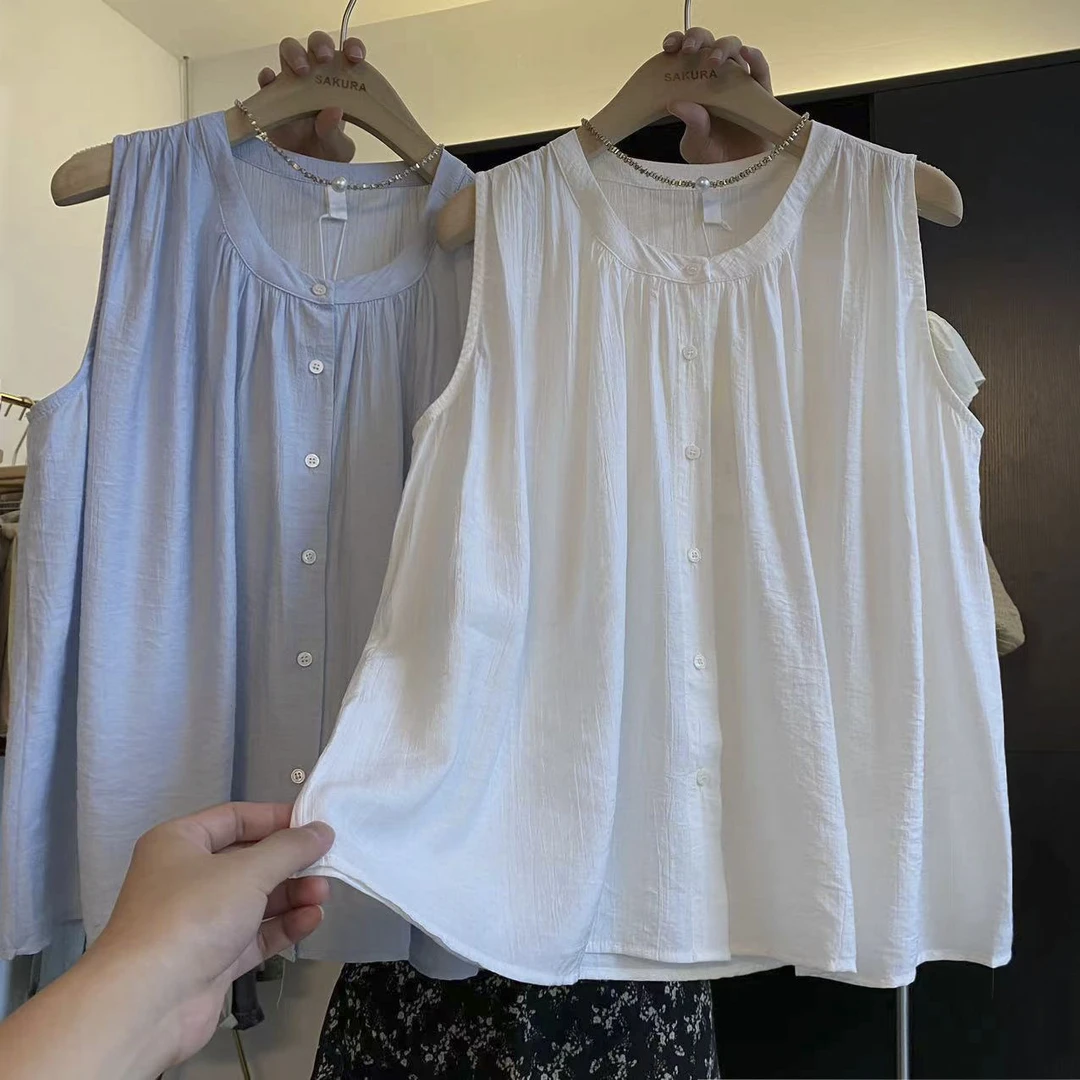 璎婲sᴀᴋᴜʀᴀ【尼泊尔日落】媛法式夏季松弛感气质百搭休闲无袖衬衫