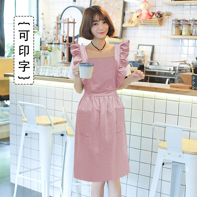 时尚花边围裙居家厨房防污罩衣定制印字logo餐饮花店专用工作服