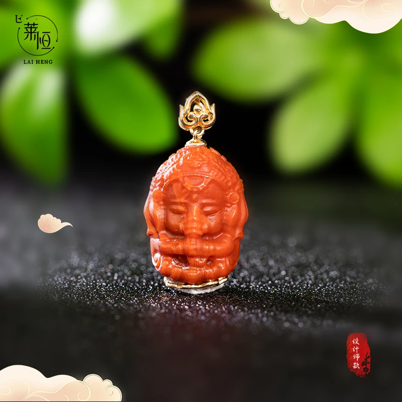 18K黄 南红(吉祥)大象吊坠D205422