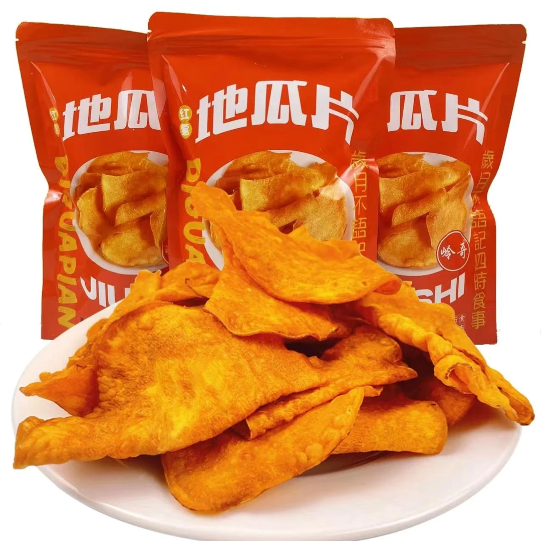 高端零食 薯片岭哥农家精选红薯片薄脆手工地瓜干208g休闲零食
