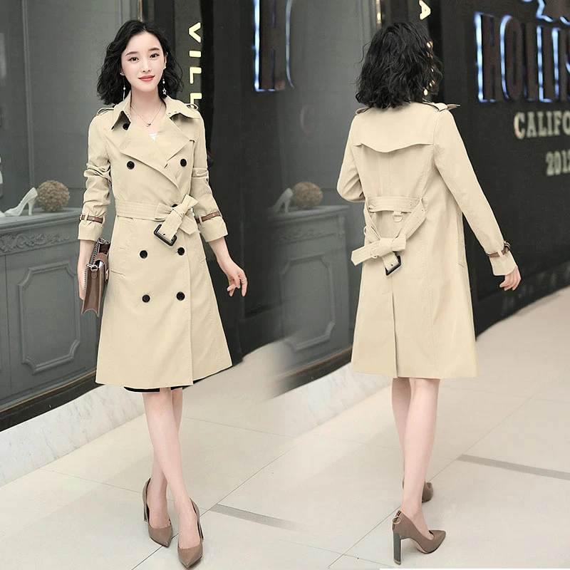 欧货风衣女长款2025春秋时尚新款英伦风高端修身卡其色女装外套
