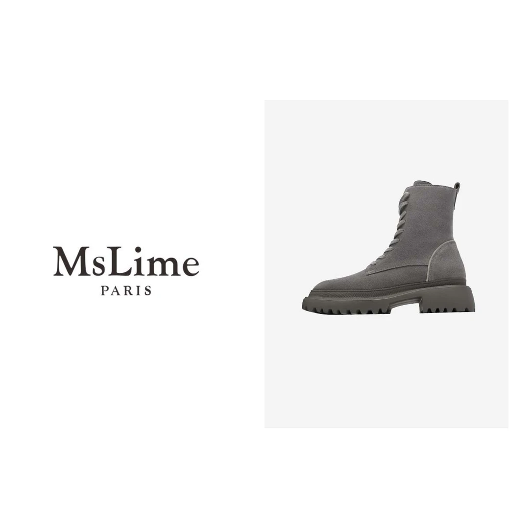 王嬛嬛MsLime“骑士靴”短靴磨砂感厚底时尚马丁工装靴23C30345