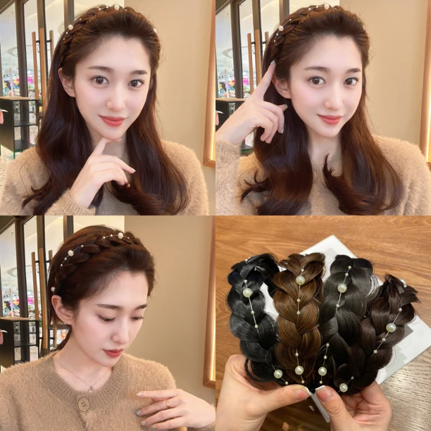 新款珠珠款假发发箍编发麻花辫仙女发卡