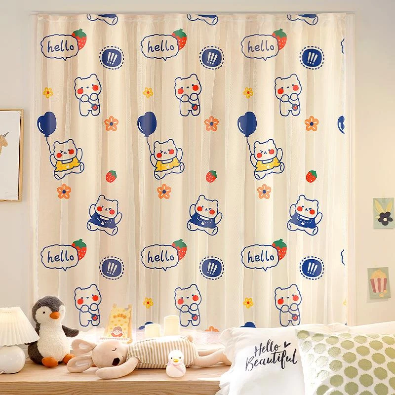 魔术贴窗帘简易遮光布免打孔安装遮阳窗户遮挡卧室防晒自粘式短窗