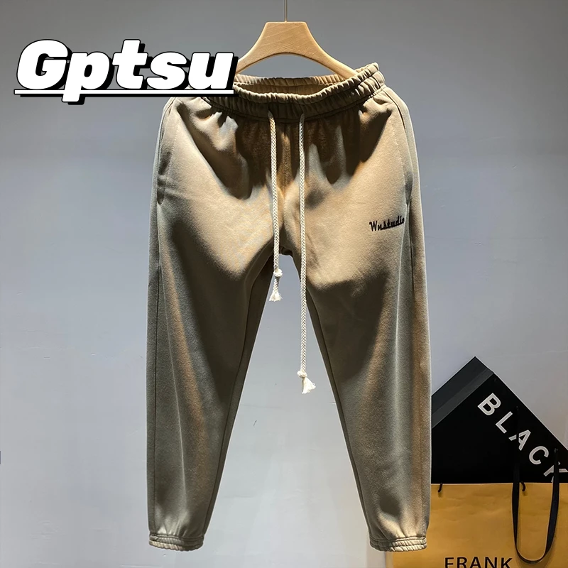 GPTSu印花字母卫裤男秋潮牌束脚运动裤美式高街潮流宽松休闲裤子
