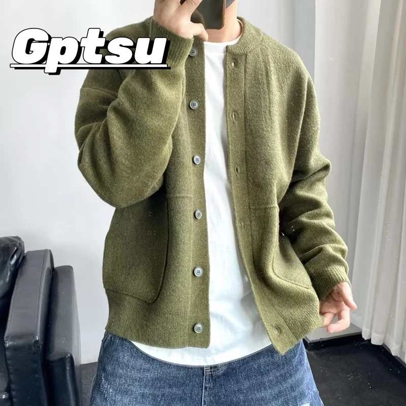 GPTSu秋冬开衫毛衣男慵懒风韩版宽松青年百搭针织衫休闲简约外套