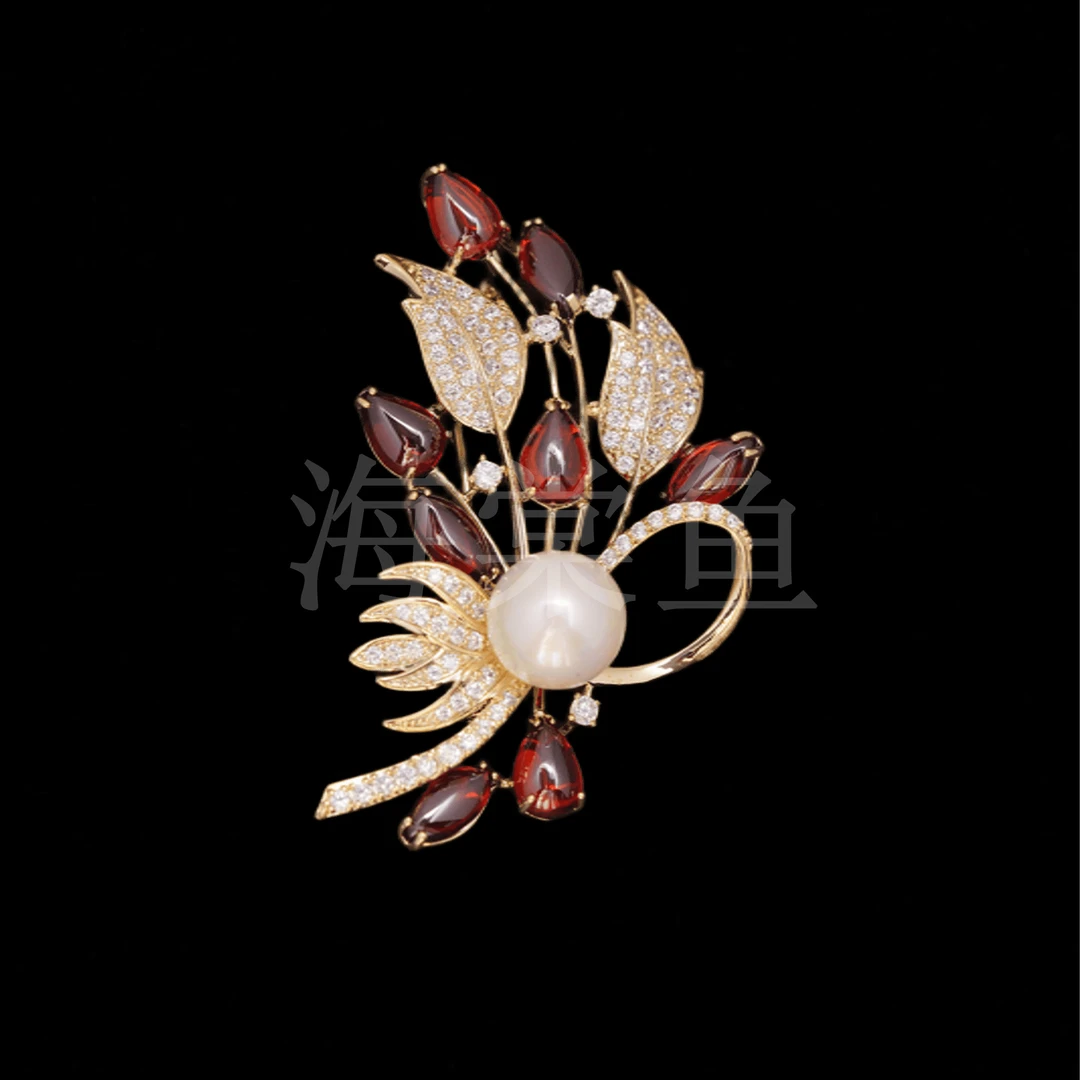 铜合金合成锆石胸针 HY736红火新年花束胸针