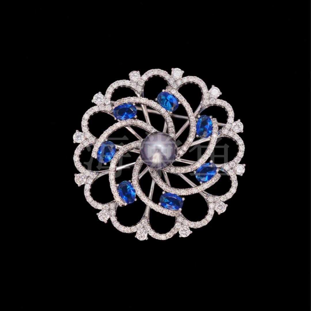 铜合金合成锆石胸针 HY2147旋转摩天轮胸针