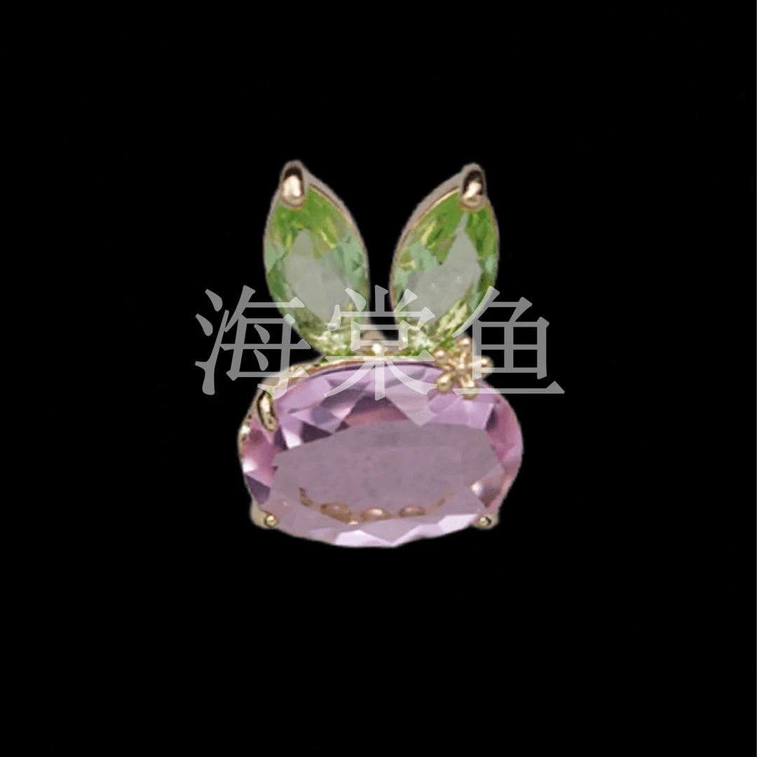 铜合金仿水晶胸针 MN051迷你粉兔子领针