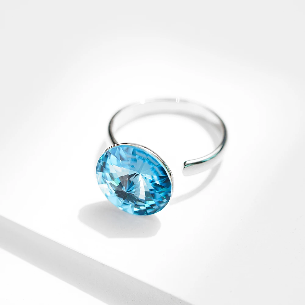 铜合金仿水晶戒指 EH176【施家系列】蓝湛开口戒指