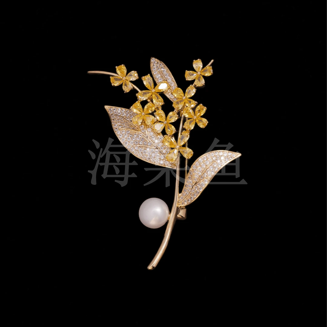 铜合金合成锆石胸针 HY1771丰收金穗胸针