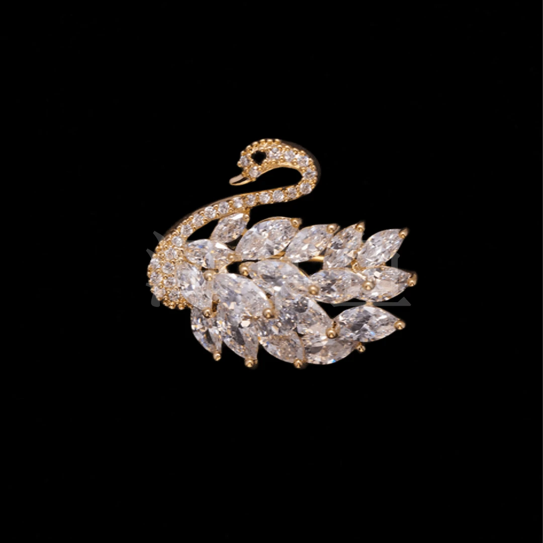 铜合金合成锆石胸针 MN003锆石天鹅胸针《迷你》