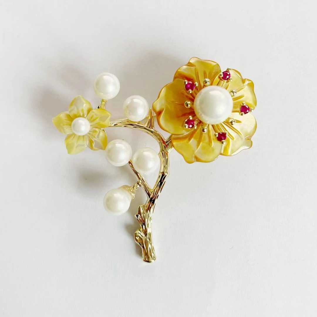 铜合金贝壳胸针 HY1621金贝花束胸针