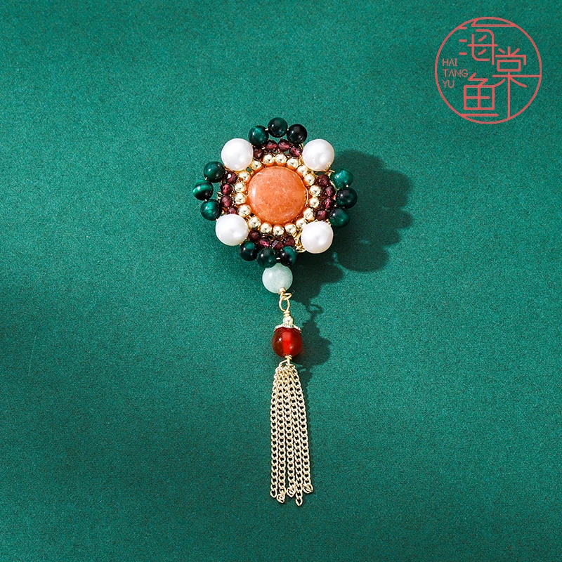 铜合金石英石胸针 HY266【花神系列】木芙蓉胸花