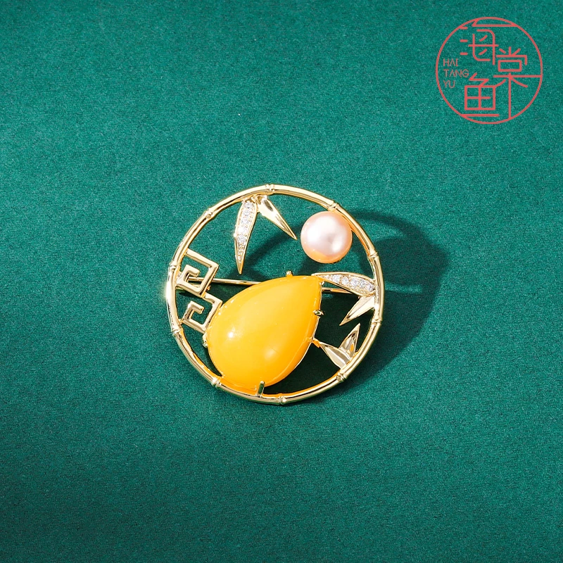 铜合金合成锆石胸针 FL137皇血珠帘胸针