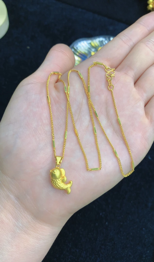 钛钢项链 竹节链锦鲤小鱼项链