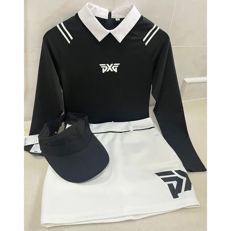 新品高尔夫服装女装长袖运动速干修身T恤套装拉链Polo上衣服球服