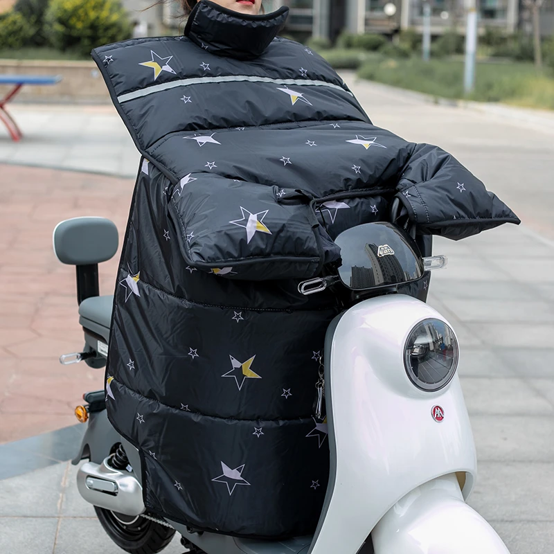 电动车挡风被中厚加绒加大摩托车踏板车护脖防水抗寒四季款挡风被