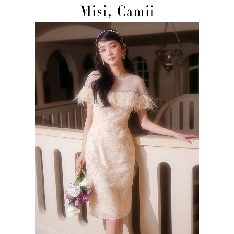 【谢娜同款】Misi,Camii法式气质轻奢礼服优雅宴会碎花复古小众圆领
