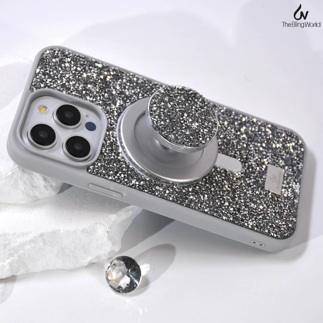 【theblingworld】磁吸支架Magsafe适用于iPhone16promax水钻手机壳