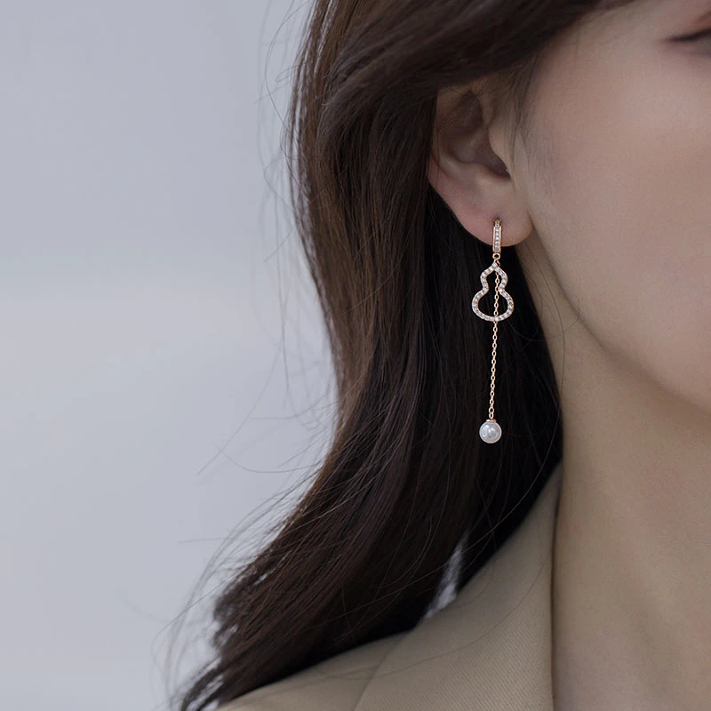 铜合金耳饰 奥特莱斯18K金气质法式葫芦耳环时尚女轻奢高级感耳钉