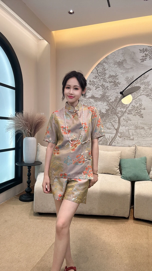 【禾禾家】 夏季款 新中式时尚女士人丝 牡丹气质套装09219-8