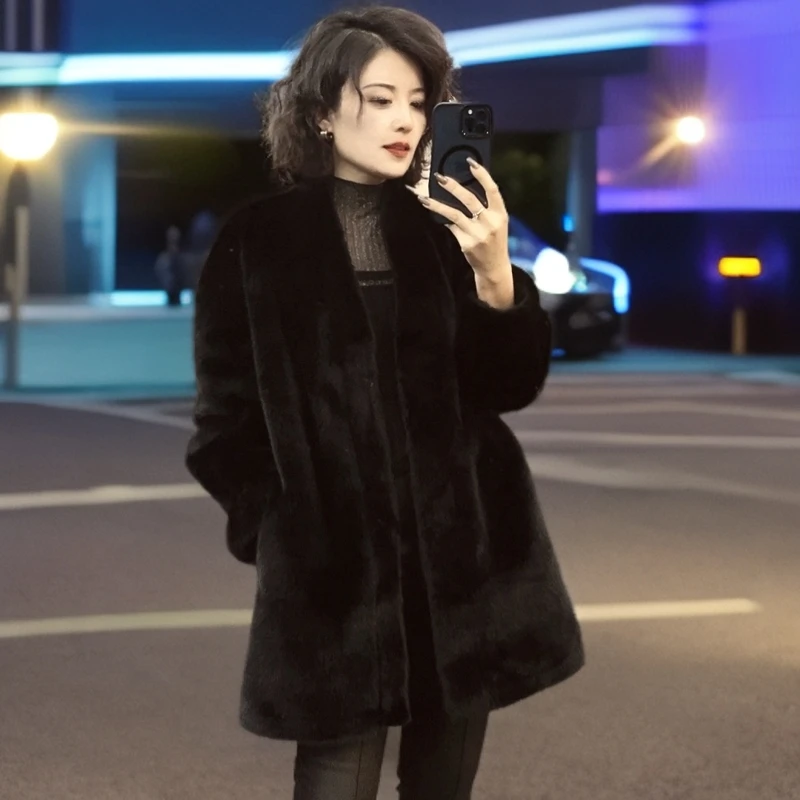【贾小姐高定】2024款高级轻奢仿水貂气质休闲外套 7888