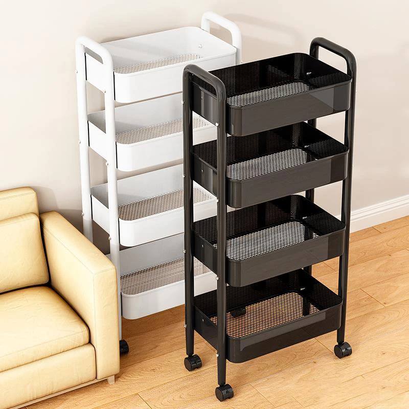 小推车置物架收纳用品多层落地厨房置物架客厅零食可移动卧室书架