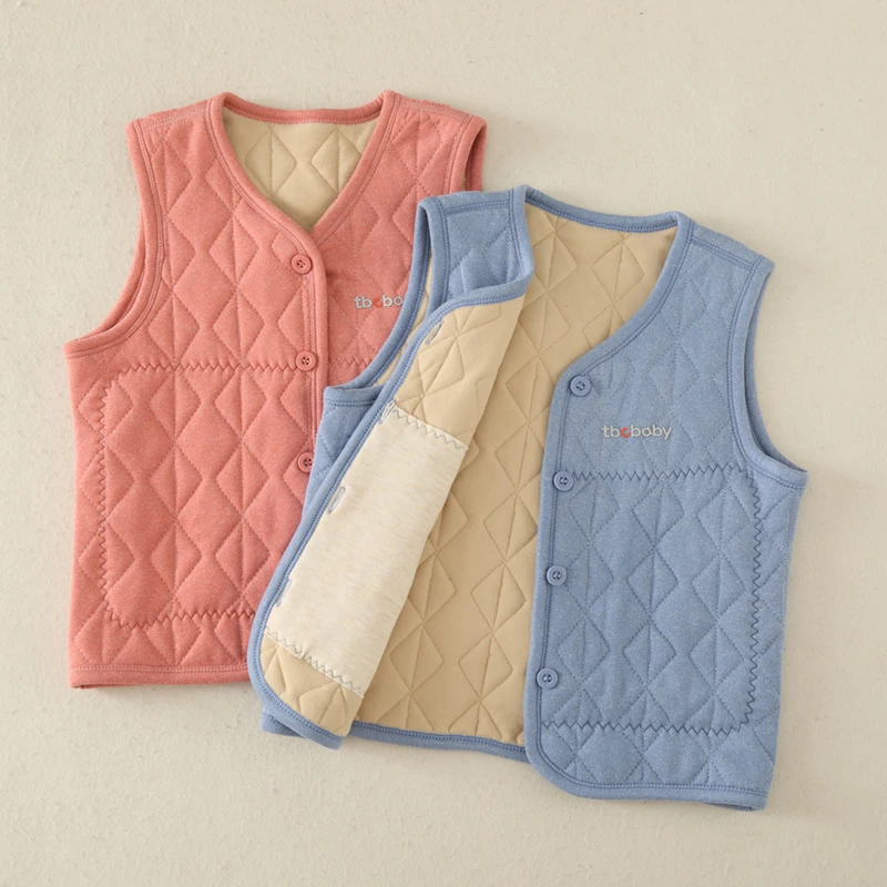 马甲男女童秋冬季内穿学生加厚保暖男孩冬季绗棉背心加绒暖背马夹