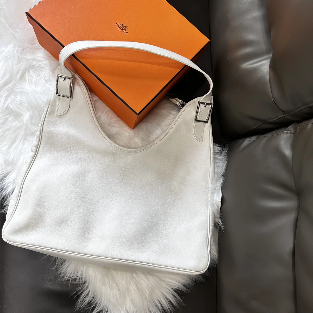 95新 Hermes/爱马仕 Massai 白银hobo单肩包