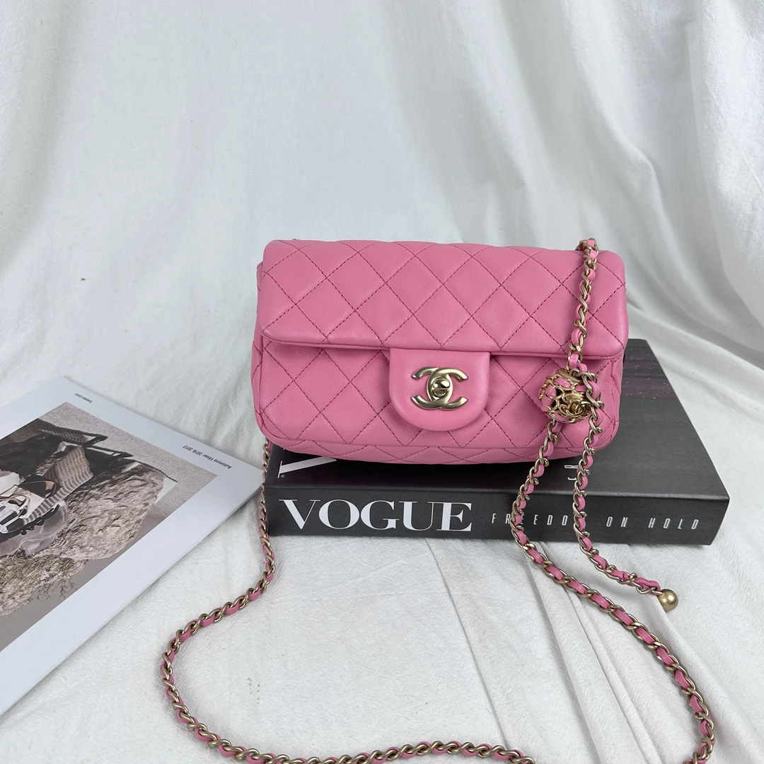 95新 Chanel/香奈儿 粉色核桃金球大mini