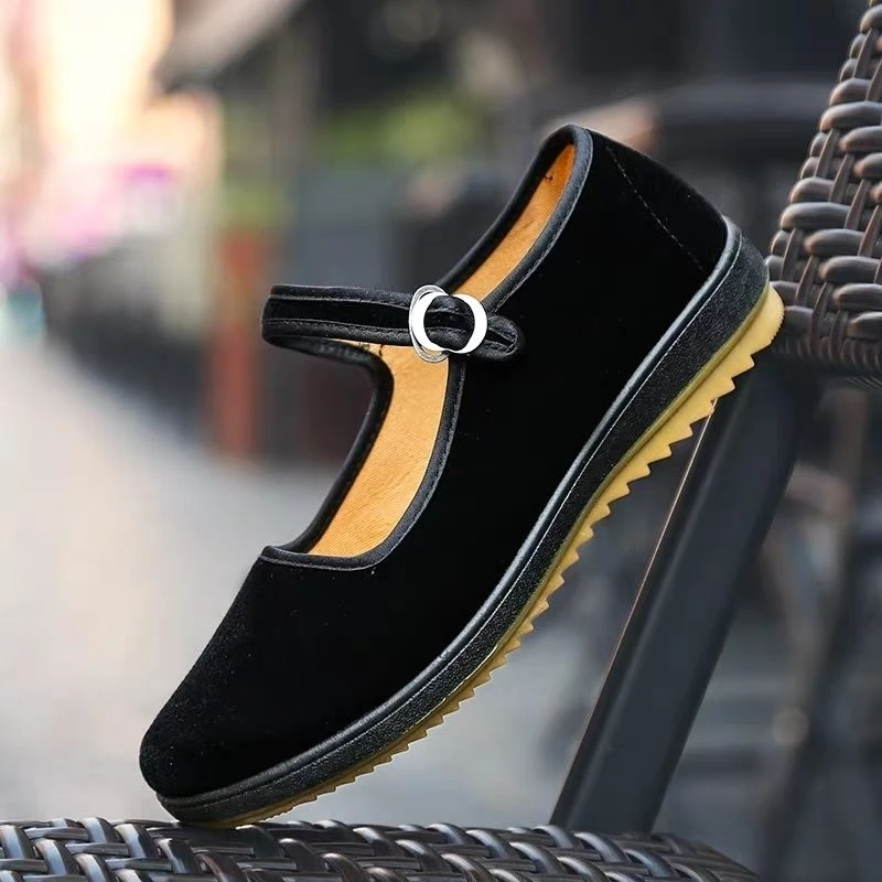 老北京布鞋工作鞋广场舞鞋软底防滑耐磨妈妈鞋黑色