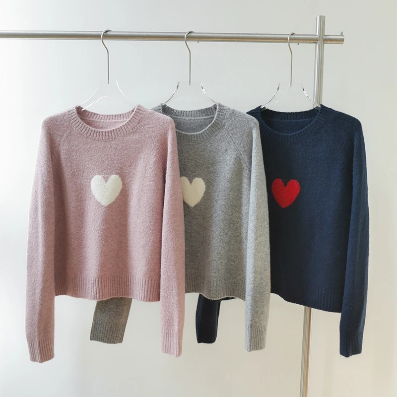 【朵儿studio】爱心毛衣！超软糯！圆领针织毛衣 D926