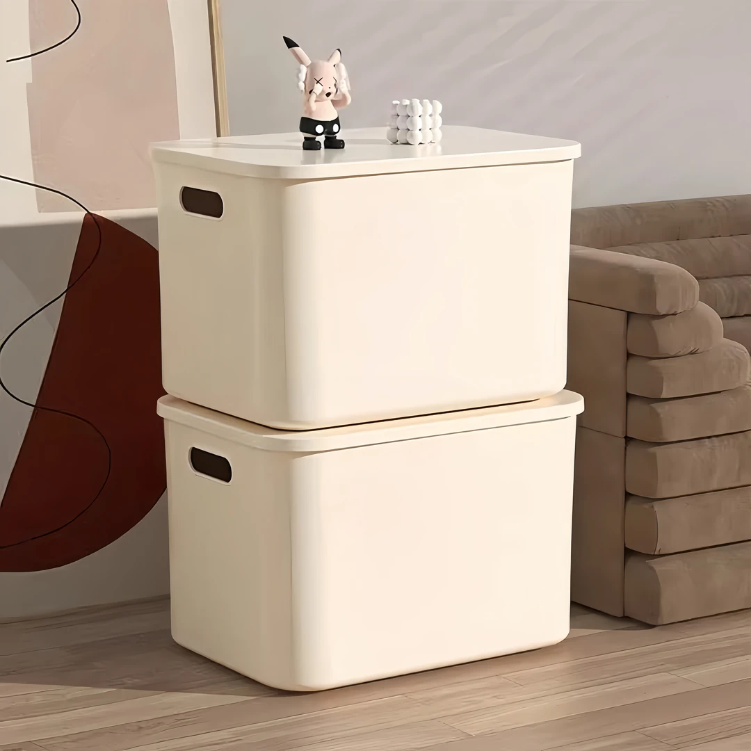 收纳盒桌面化妆品零食长方形塑料带盖盒子多种规格衣柜储物整理箱