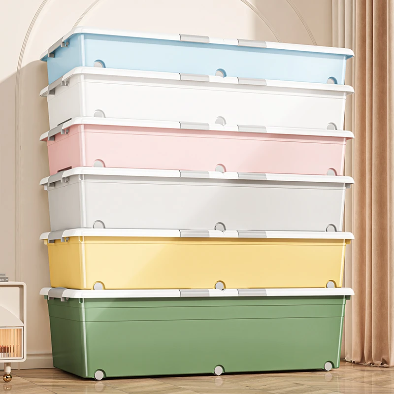 带轮家用抽屉式大容量简约衣服储物整理箱床底下宿舍收纳盒加厚