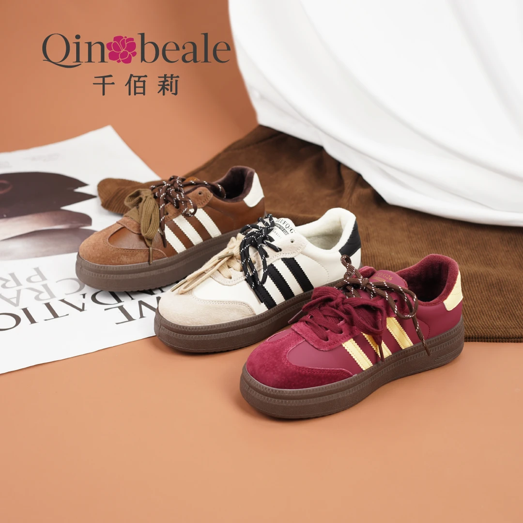 Qin&beale/千佰莉  加绒平底 全皮 德训 低帮棉鞋 0072 Z